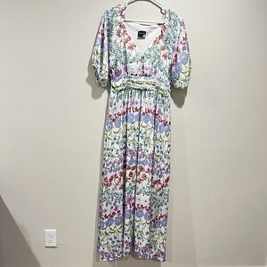 Maison Tara‎ Womens Sweetheart Floral Printed V Neck Maxi Dress NWOT $108
